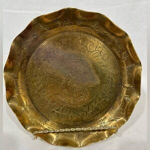 Vintage etched brass bowl with Dragon design Decorative Plate